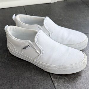Vans Classic White Canvas Slip-Ons